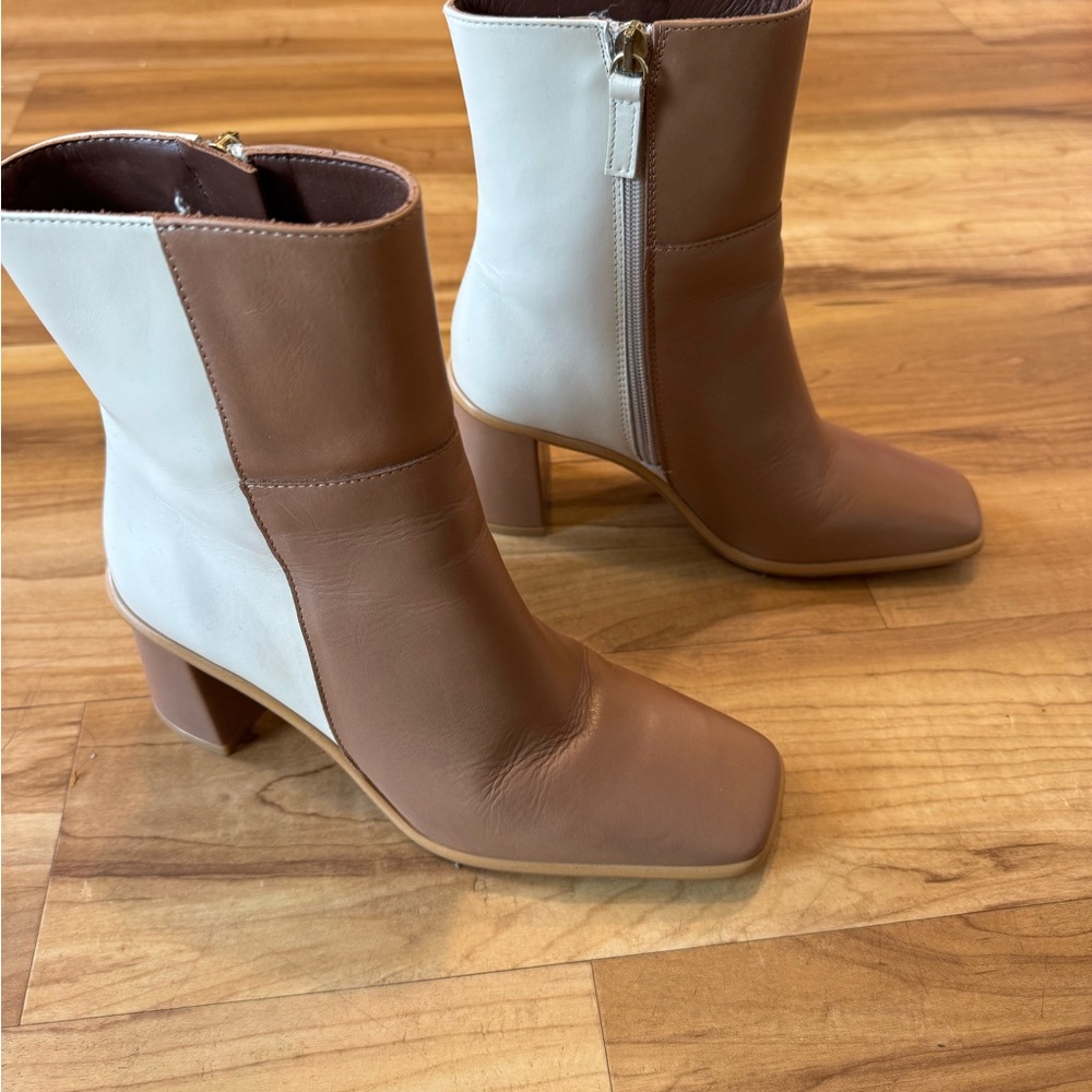 Alohas Two-Tone Block Heel Ankle Boots